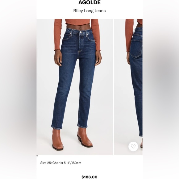 Agolde Riley Long Jeans (Medium/Dark) - Picture 1 of 5